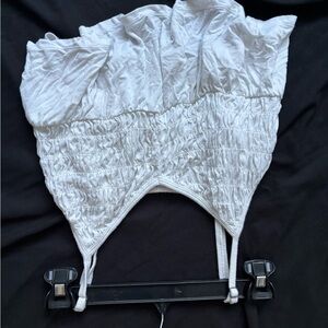 White Ruched Strapless Top